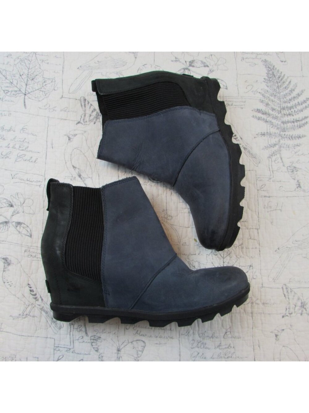 Sorel Joan Of Arctic II Wedge Chelsea Ankle Boot In Collegiate Navy & Black 12